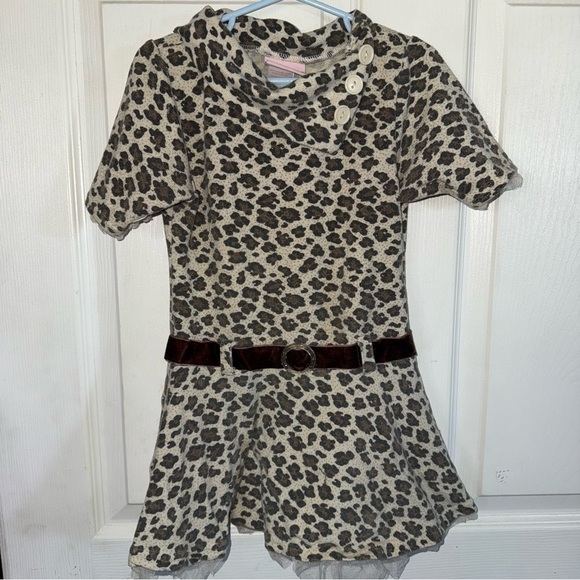 Cheetah Print Collared Little Lass Dress - 6x - Picture 1 of 6